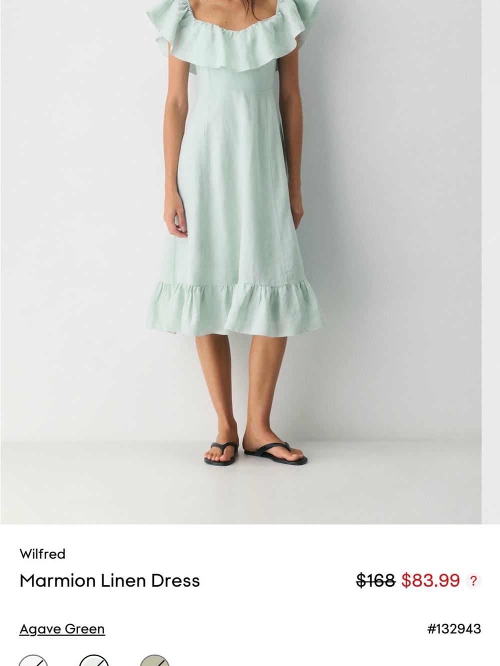 Wilfred Marmion Linen Midi Dress in Light Green